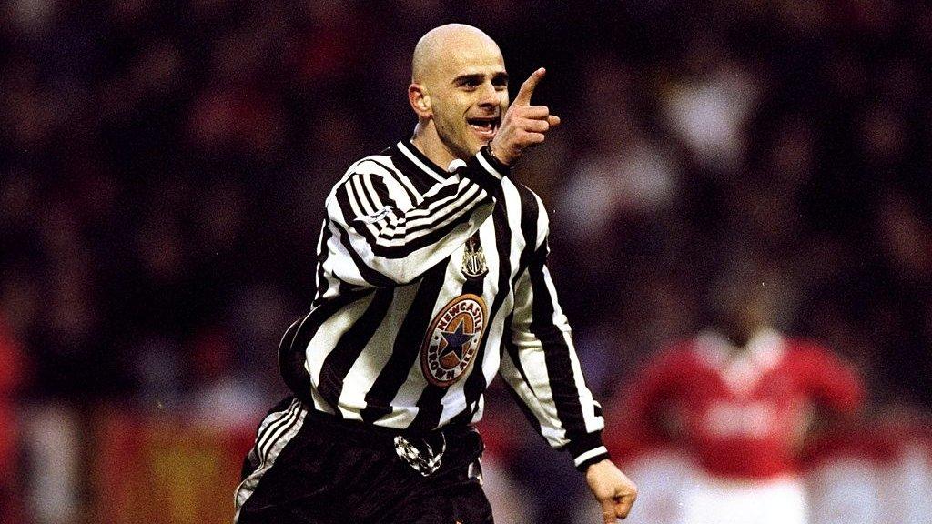 Newcastle forward Temuri Ketsbaia celebrates a goal