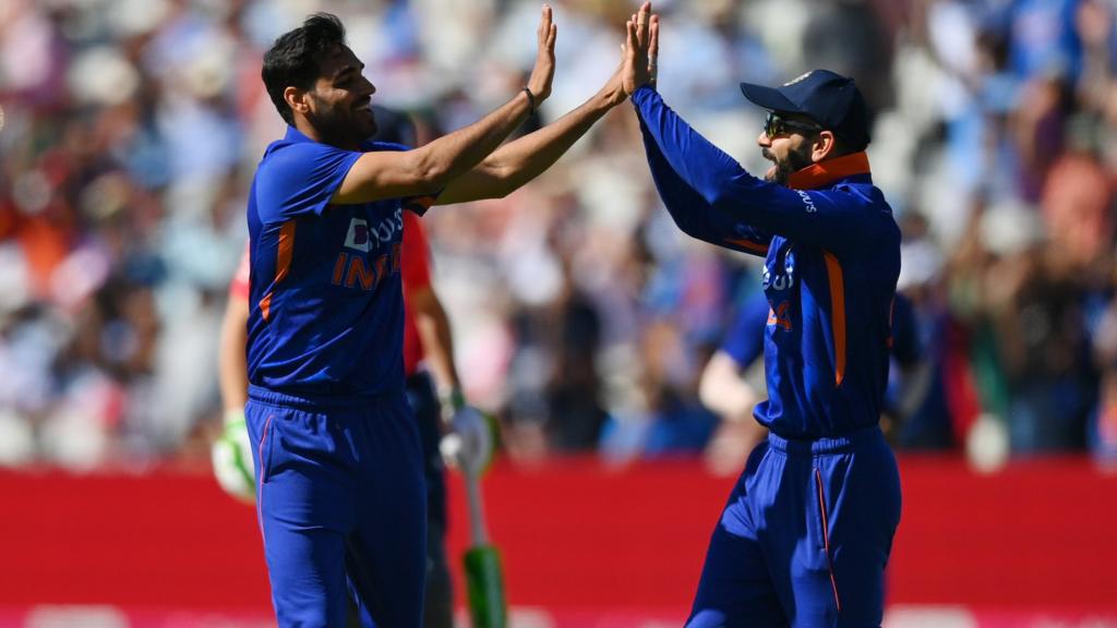 India players celebrate a wicket