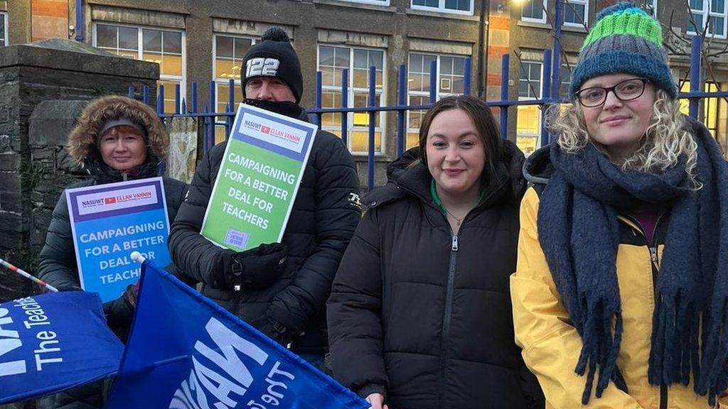 Teachers on the picket line in Douglas