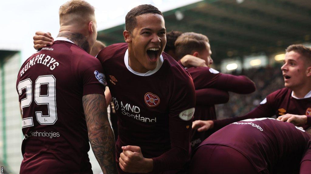 Heart of Midlothian defender Toby Sibbick celebrates