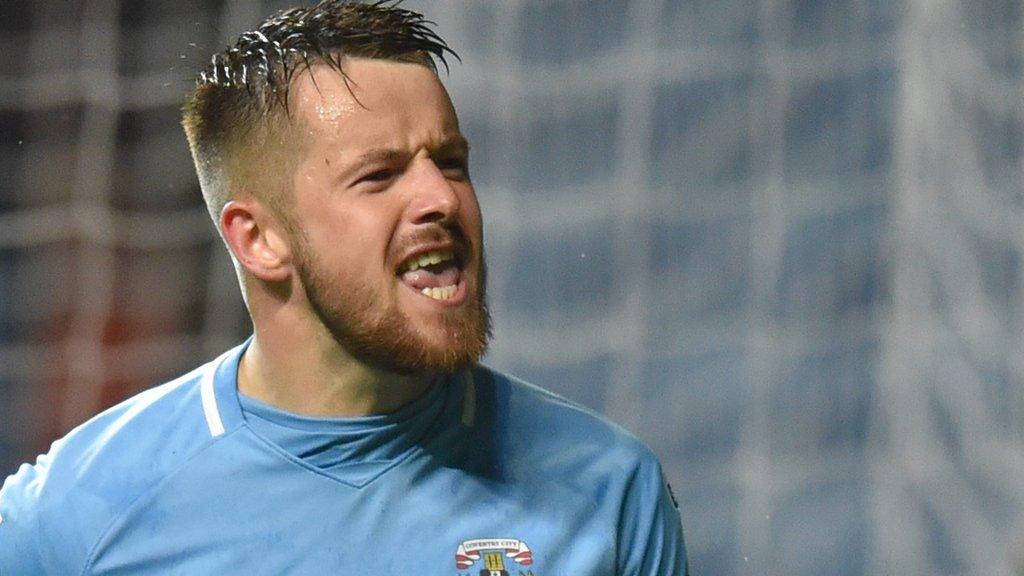 Marc McNulty celebrates his goal for Coventry