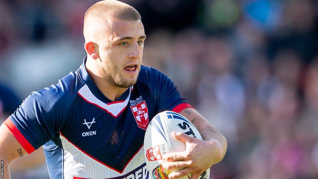 Mikey Lewis in full-flight for England against Tonga