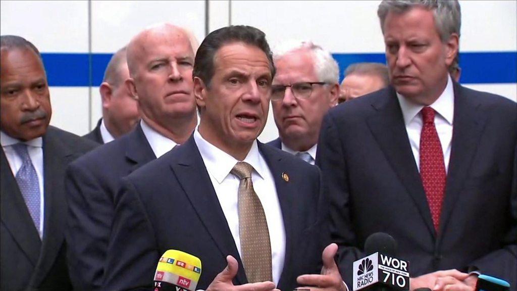 New York's governor was speaking at a news conference after suspected explosive devices were sent to public figures in the US.