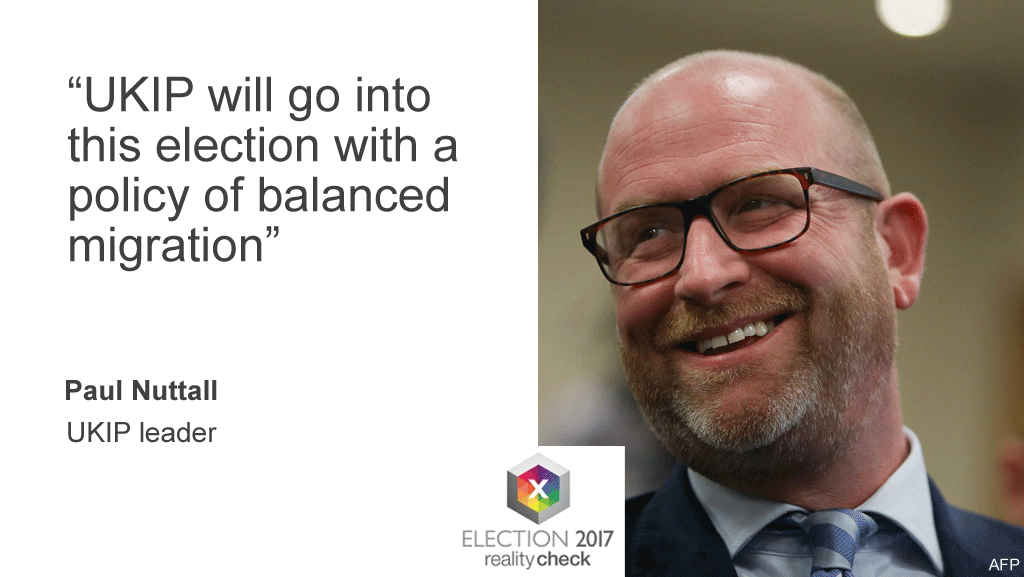 UKIP leader Paul Nuttall: "UKIP will go into this election with a policy of balanced migration."