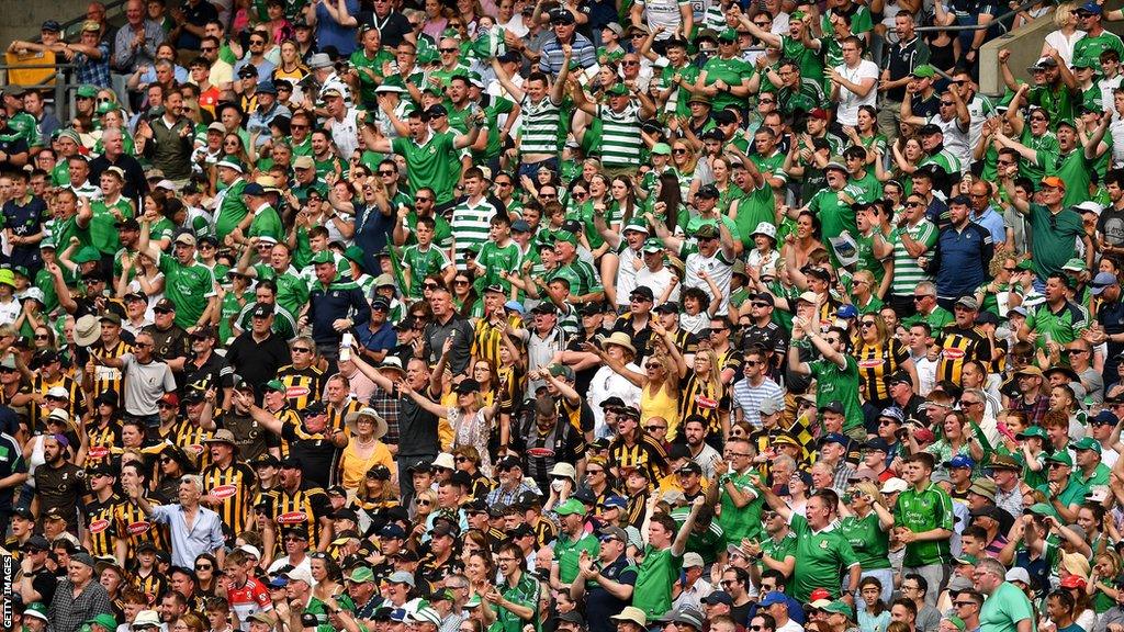 Limerick and Kilkenny fans watch last year's All-Ireland Hurling final at Croke Park