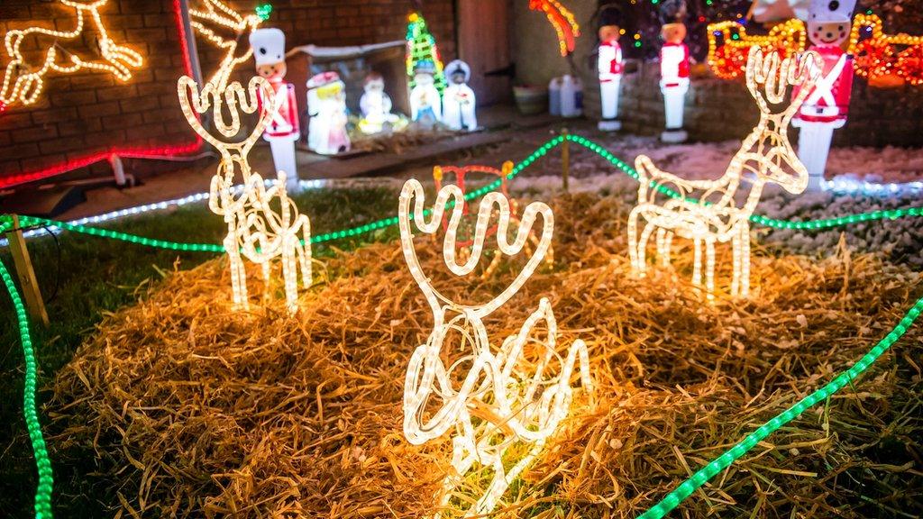 Christmas lights at a house in Brentry, Bristol