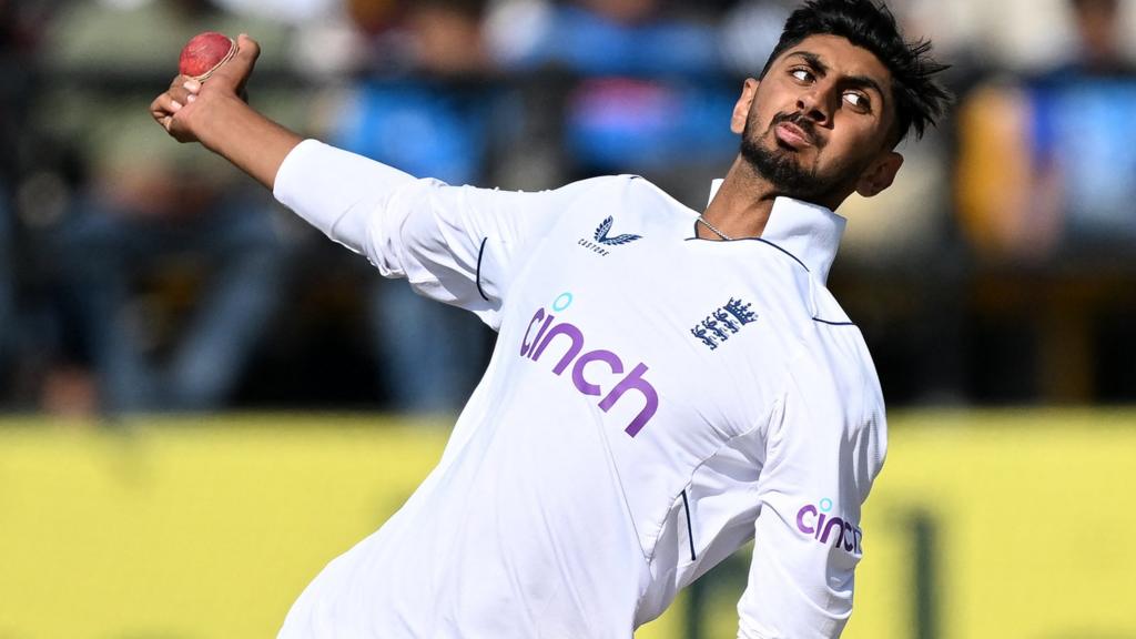 England spinner Shoaib Bashir delivers a ball