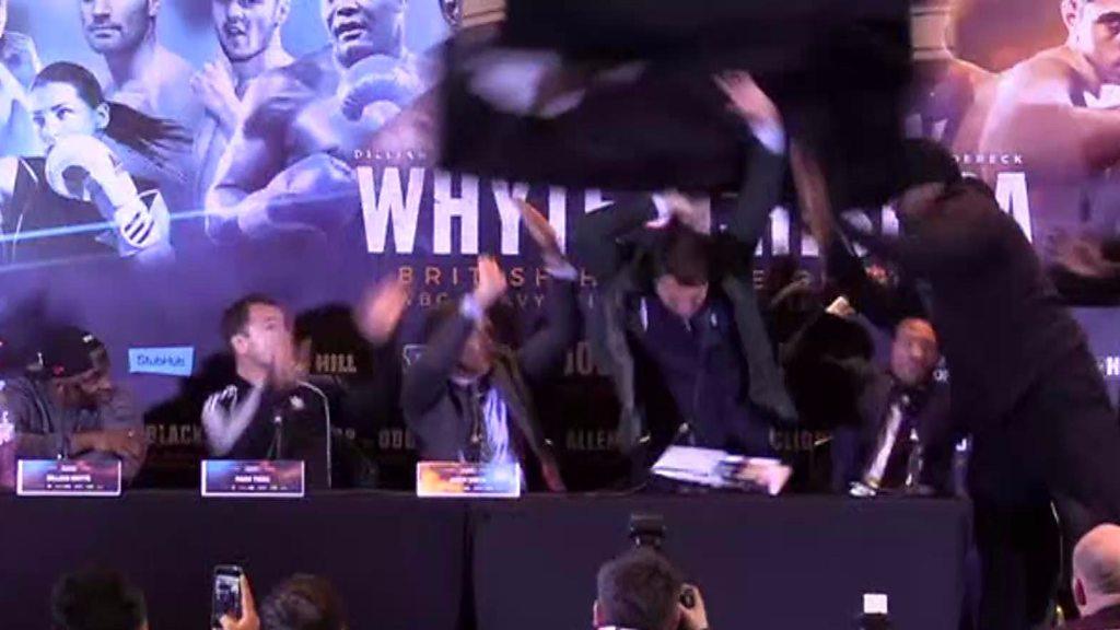 Remember Last Time? Dereck Chisora Throws Table At Dillian Whyte In ...