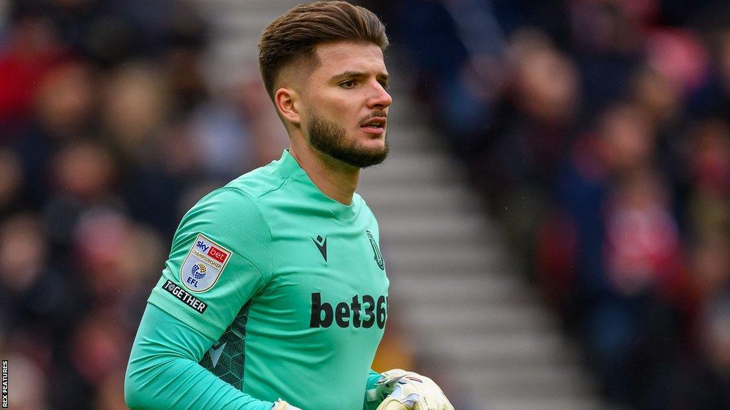 Matija Sarkic in action for Stoke City