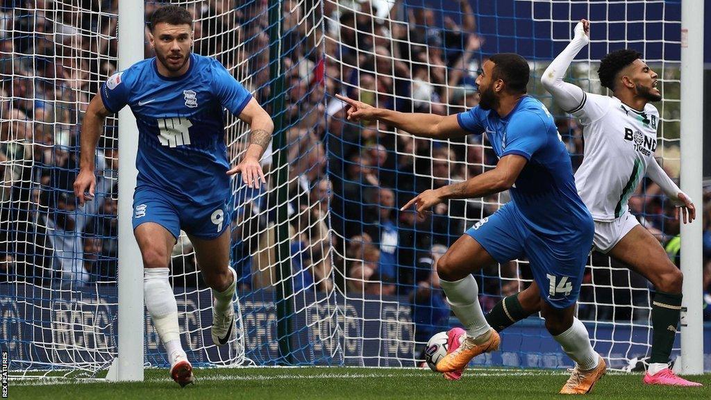 Scott Hogan celebrates his first goal of the season - and first at St Andrew's in nine months