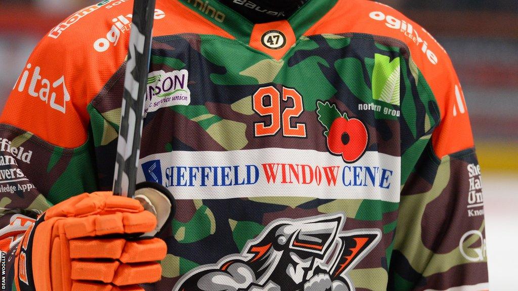 Close up of Sheffield Steelers shirt