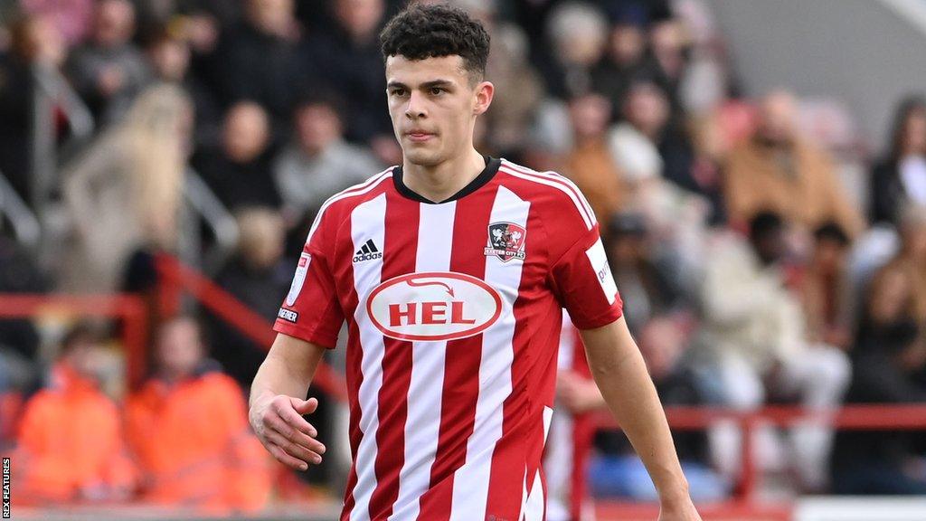 Sonny Cox on the pitch during an Exeter game