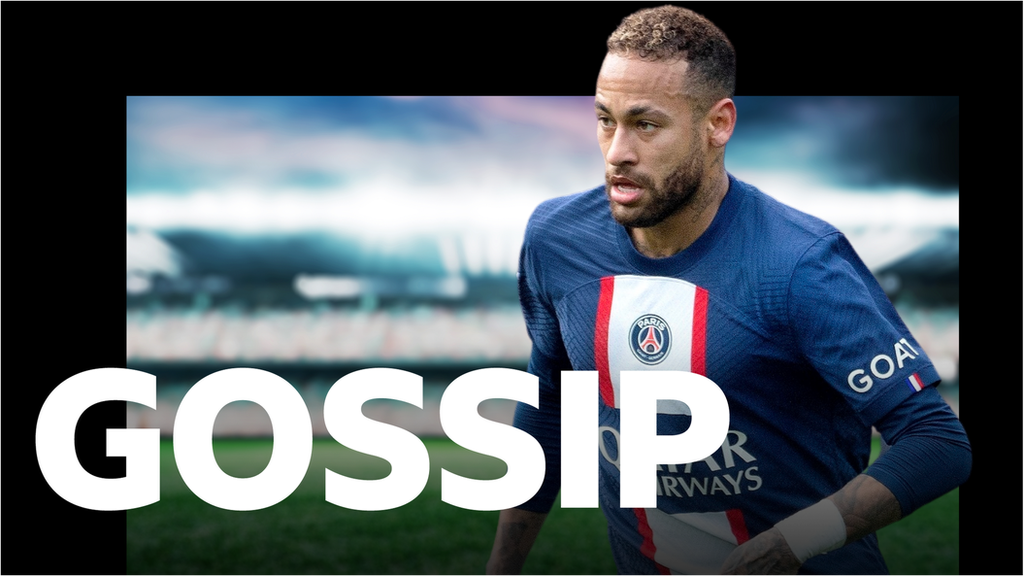 A picture of Neymar behind the word 'gossip'