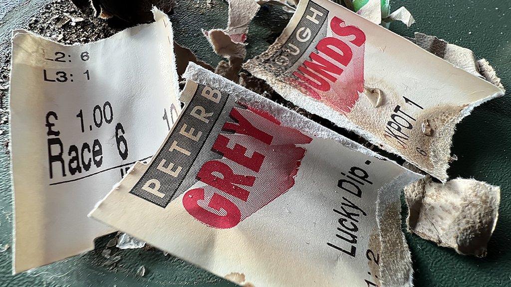Burned betting slips from Peterborough stadium