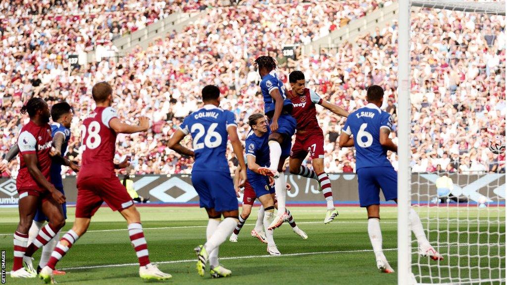 Nayef Aguerd scoring for West Ham