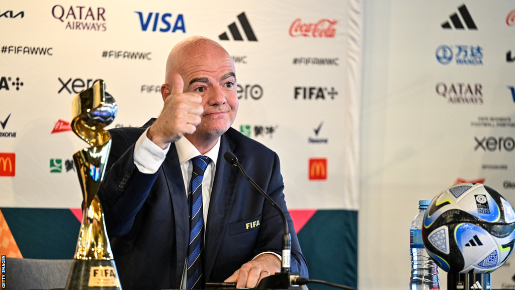 Fifa president Gianni Infantino addresses the media at the Women's World Cup