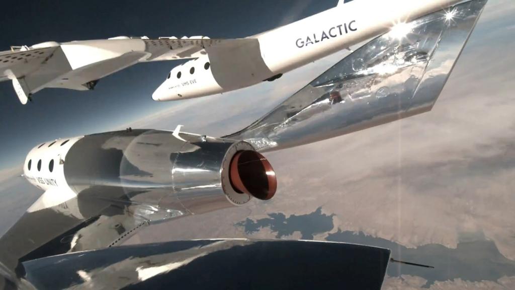 Separation from the mothership during Virgin Galactic's first space tourism flight