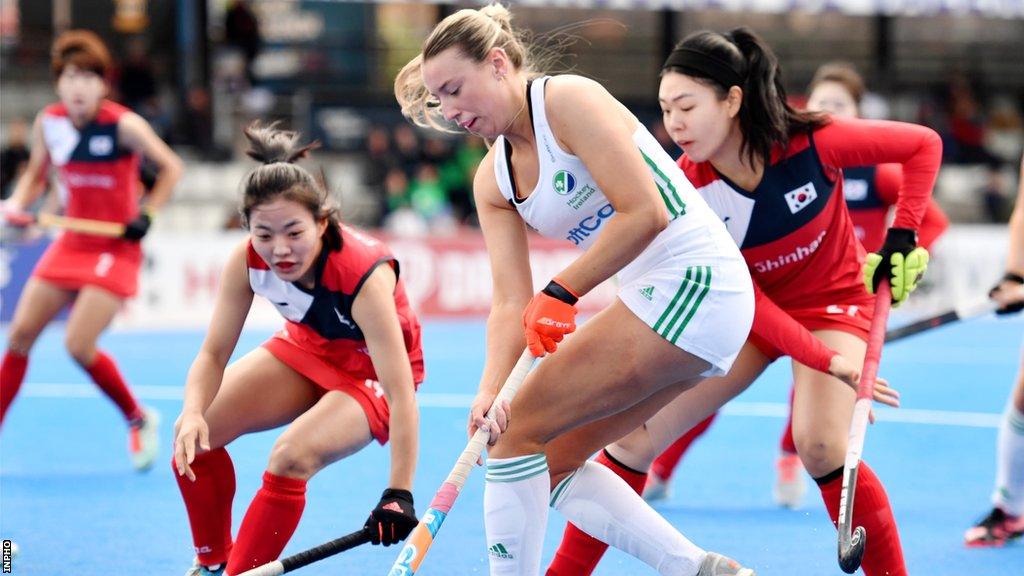 Ireland’s Siofra O’Brien in action against Korea on Thursday