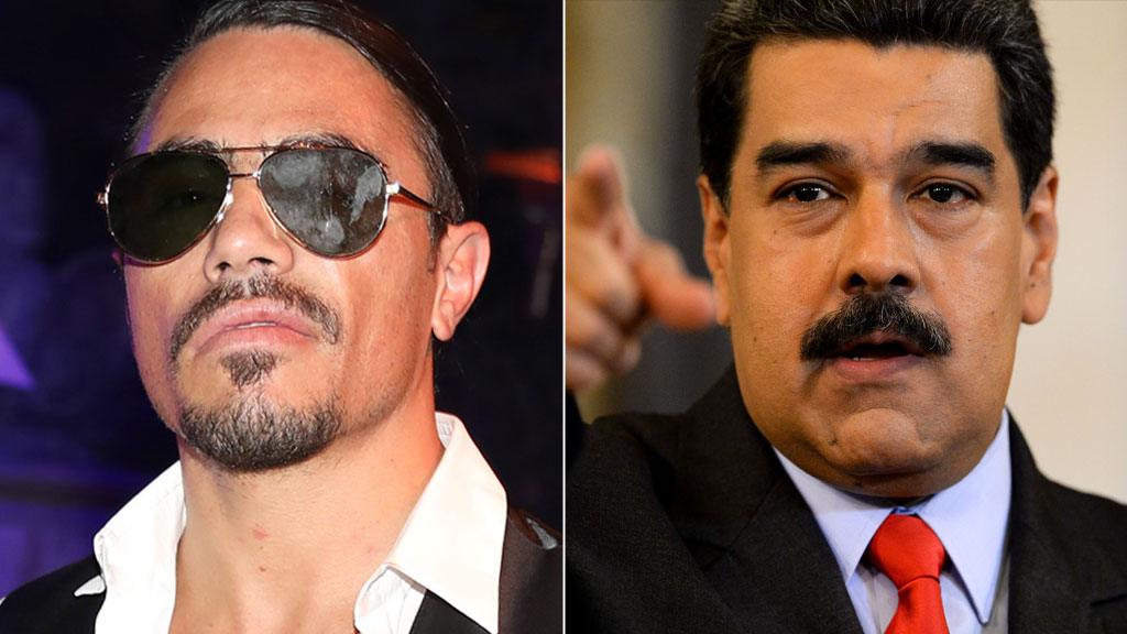 A composite image showing internet-famous chef Nusret Gokce, known as 'Salt Bae', and Venezuela's President Nicolás Maduro