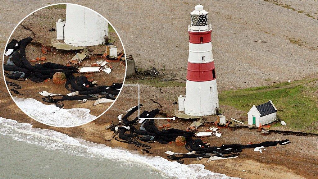 Aerial view of Orfordness Lighthouse taken in 2020