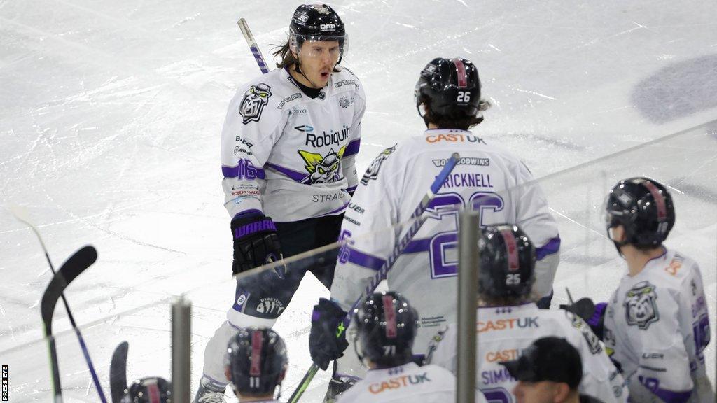 Manchester Storm celebrate a goal