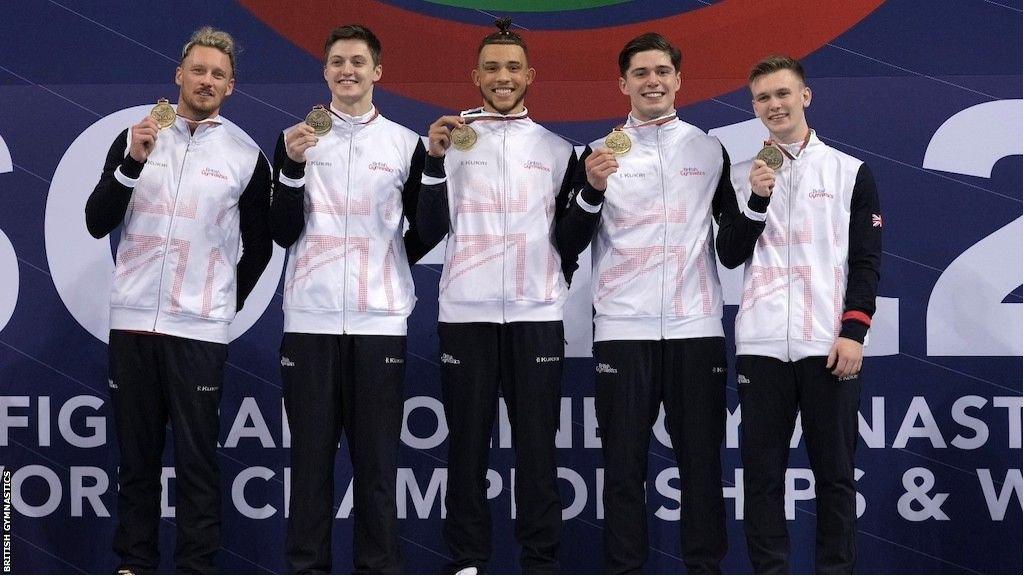 GB's men on the podium with their gold medals