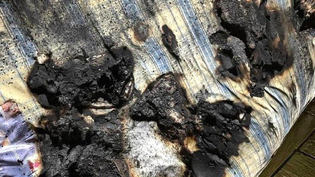 A burnt mattress