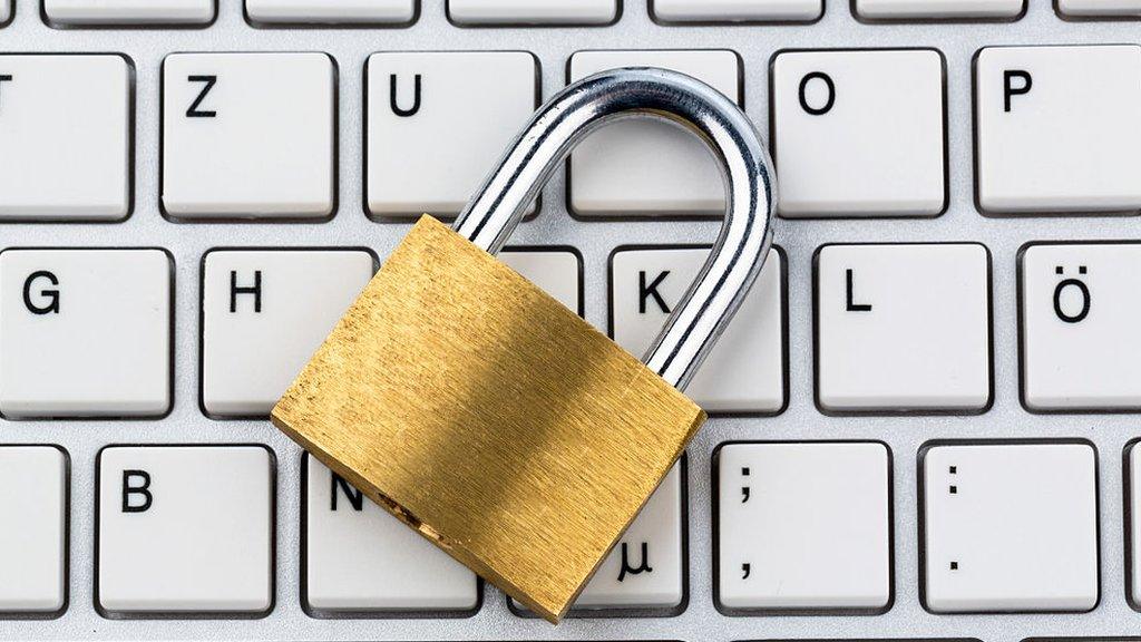 Padlock on keyboard