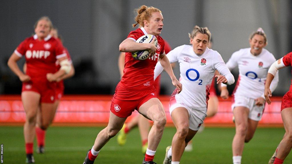 Canada's Paiges Ferries plays against England