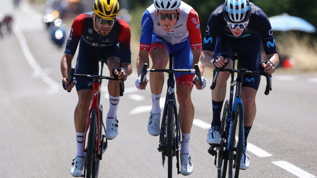 Filippo Ganna, Stefan Kung and Matteo Jorgenson