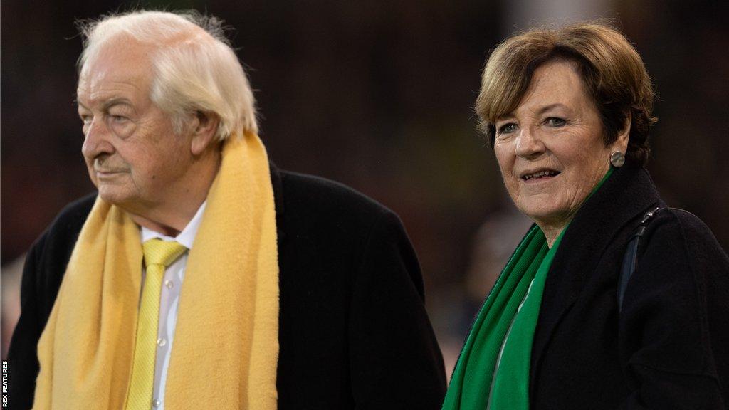 Delia Smith (right) and Michael Wynn Jones (left) are soon to be minority shareholders in Norwich City