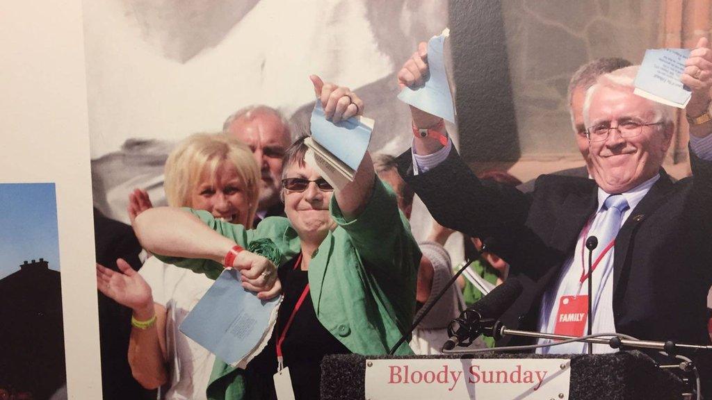 This picture captures the moment the families of Bloody Sunday received an apology from Prime Minister David Cameron