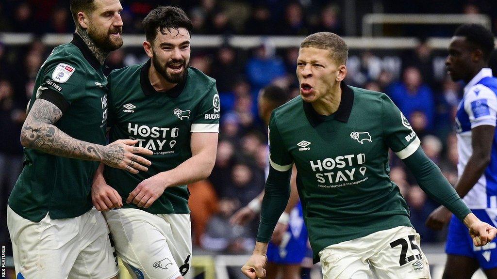 Dwight Gayle scores for Derby County