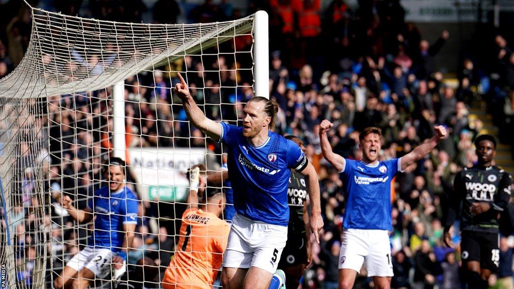 Jamie Grimes scoring for Chesterfield