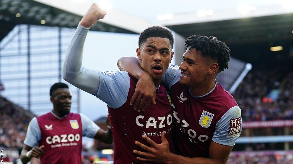 Aston Villa's Jacob Ramsey celebrates scoring their side's second goal of the game during the Premier League match at Villa Park, Birmingham. Picture date: Saturday March 18, 2023