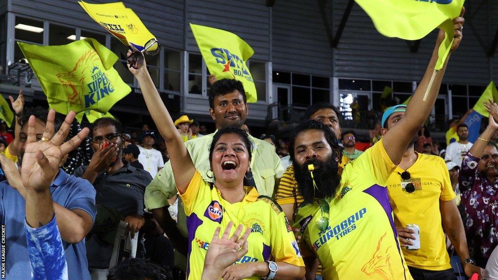 Supporters at the first Major League Cricket at the Grand Prairie Stadium provided a colourful backdrop