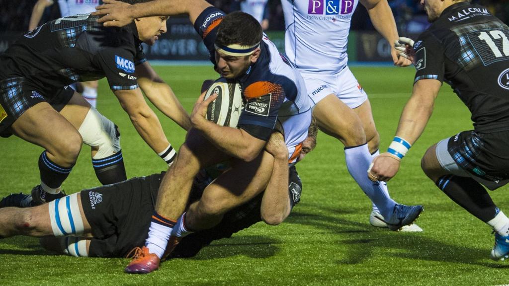 Stuart McInally scores a try for Edinburgh