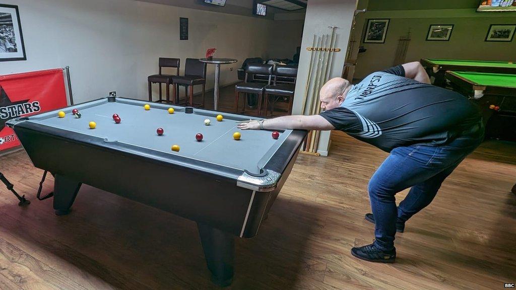 Shane Thompson takes a shot at his local training hall in Taunton