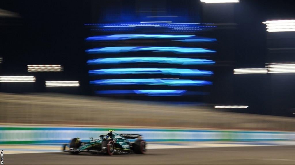 Fernando Alonso on track in Bahrain