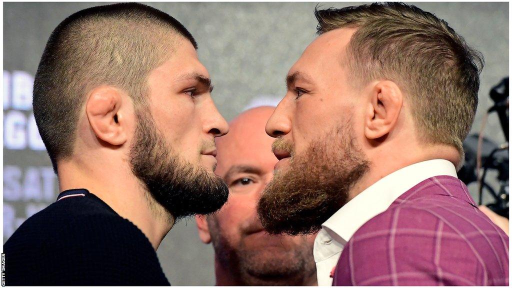 Khabib Nurmagomedov and Conor McGregor square up