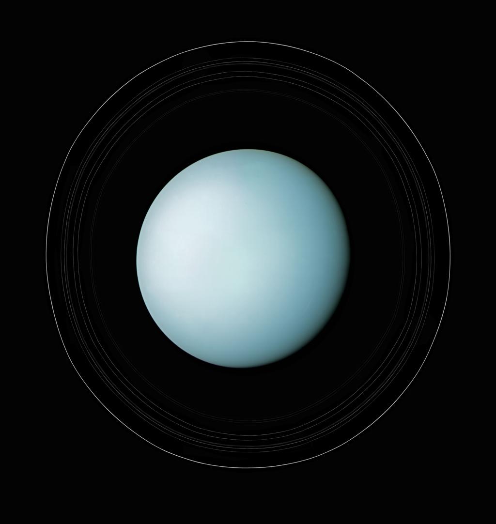 Uranus and its rings, 1986