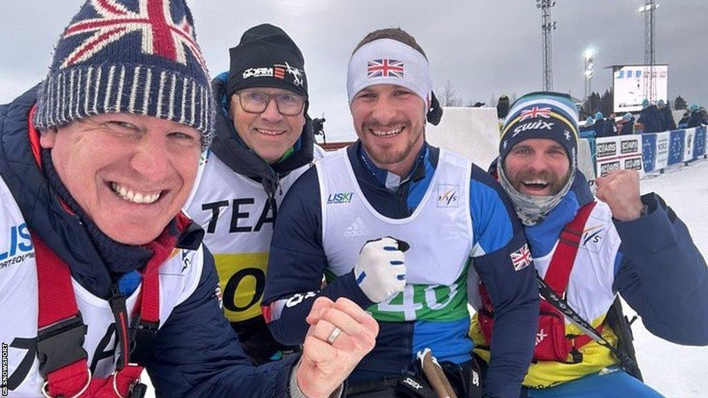 Scott Meenagh celebrates with the GB support staff