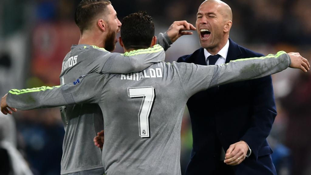 Real Madrid striker Cristiano Ronaldo and manager Zinedine Zidane