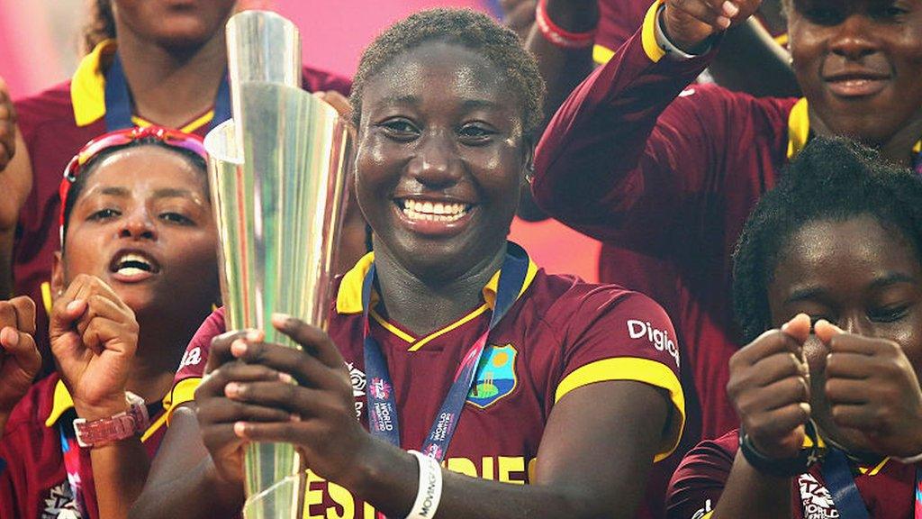 West Indies celebrate winning the Women's World Twenty20 final