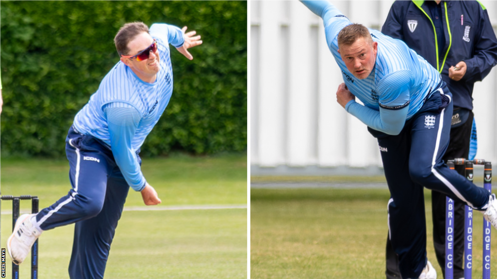 Chris Swallow (left) and Justin Bishop bowling