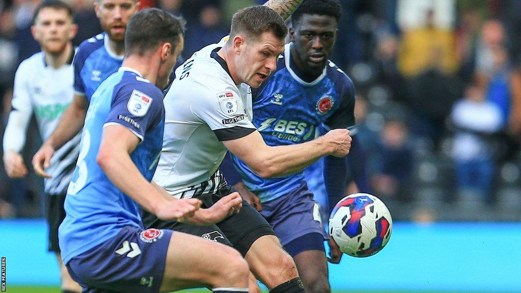 James Collins in action for Derby County against Fleetwood Town