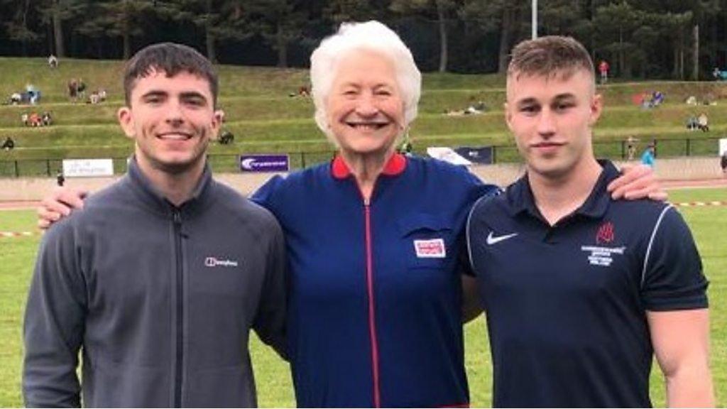 Lady Mary Peters with Eamonn Montgomery and Ewan McAteer