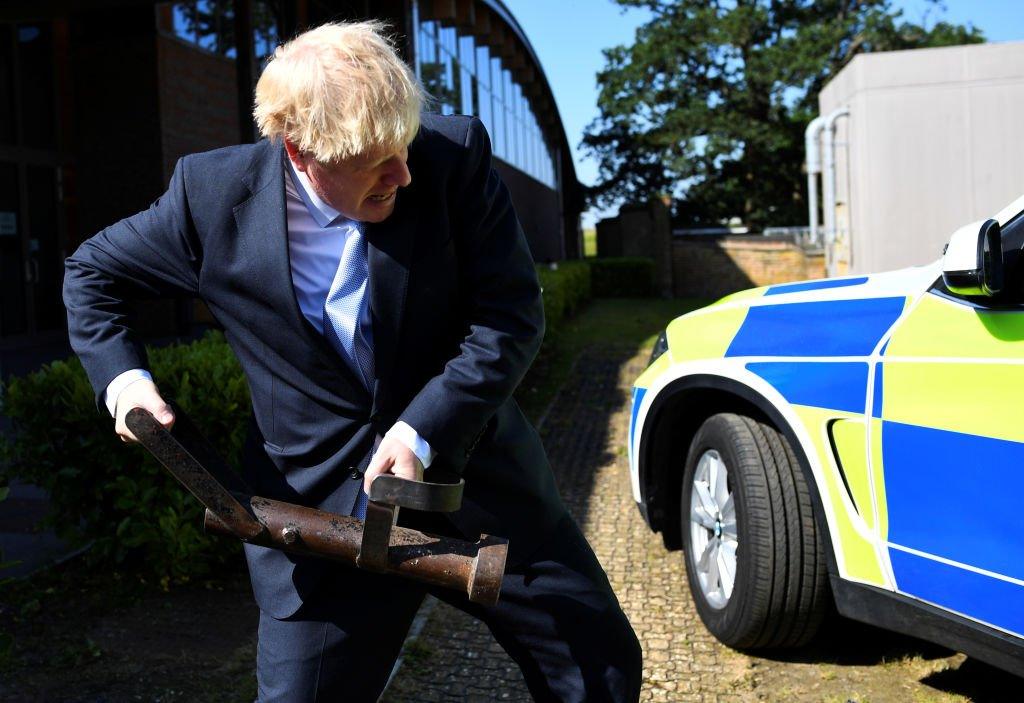 boris johnson with battering ram