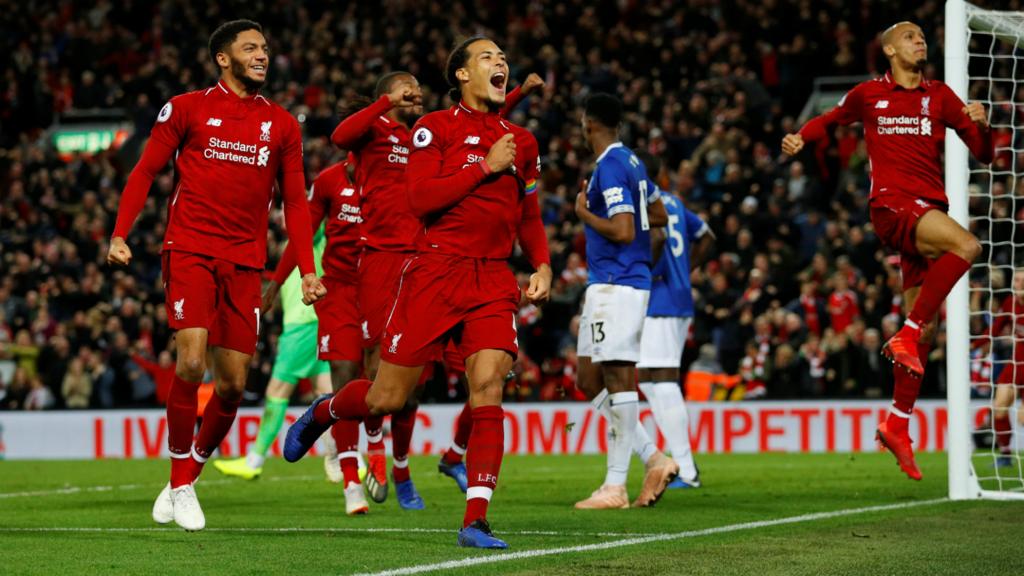 Liverpool players celebrate