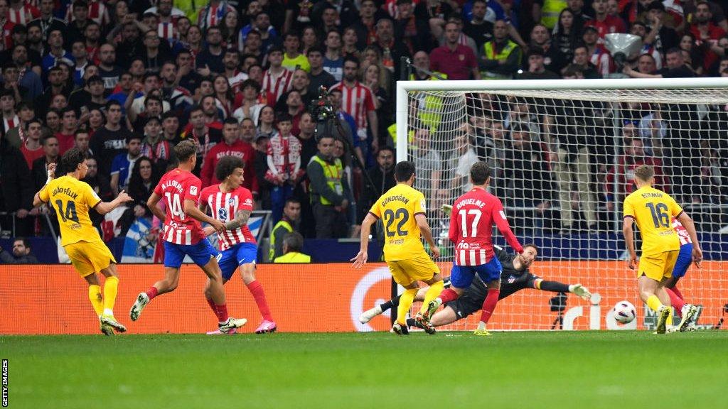 Joao Felix scores against Atletico Madrid